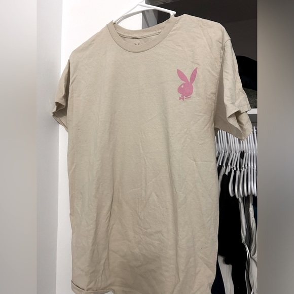 Beige and Pink Playboy Bunny Shirt - Picture 1 of 3